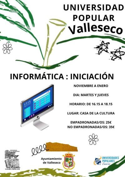 Valleseco abre el plazo de inscripción del curso de informática