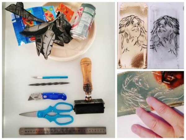 La artista Fátima Suleimán imparte un taller de creación de planchas de grabado no tóxico