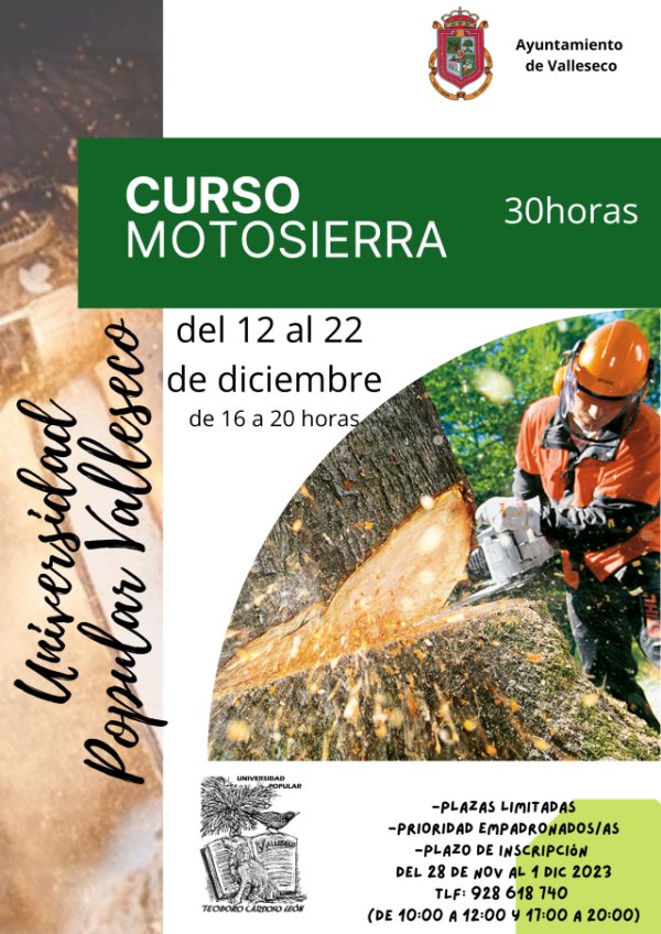 Valleseco organiza un curso de motosierra