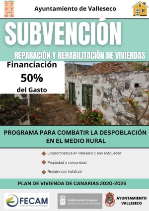 Valleseco abre el plazo para la solicitud de subvenciones para la rehabilitación de viviendas