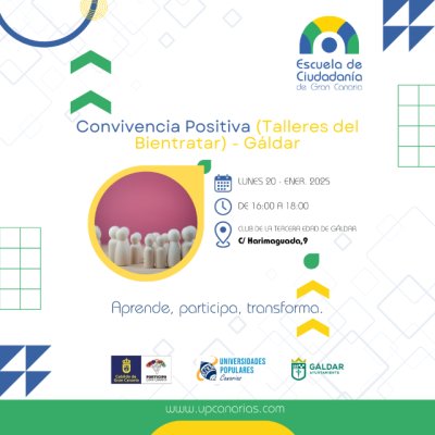 G&aacute;ldar acoge el lunes 20 de enero el taller de convivencia positiva