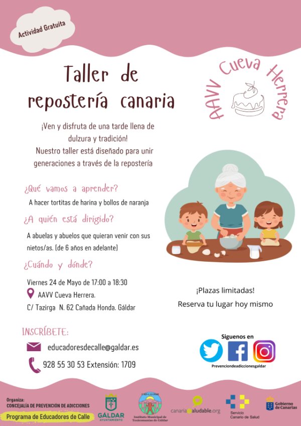 Gáldar: El programa ‘Educadores de Calle’ organiza un taller de repostería canaria este viernes