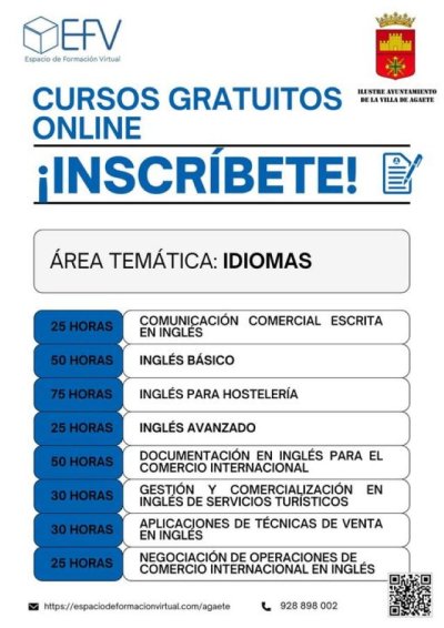 Agaete: Cursos gratuitos relacionados con el mundo de los Idiomas