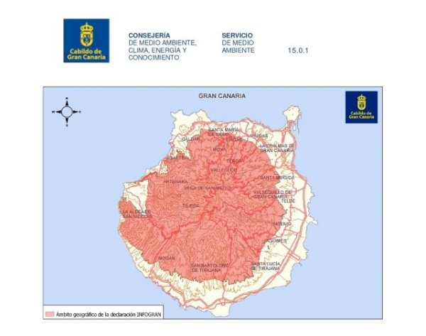 El Cabildo declaró la alerta por riesgo de incendios forestales en Gran Canaria a partir de las 08.00 horas del domingo