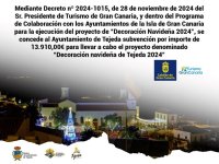 Tejeda: Subvención de Turismo de Gran Canaria para llevar a cabo el proyecto “Decoración navideña de Tejeda 2024”