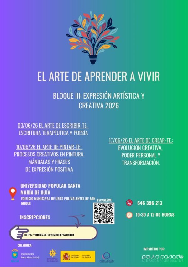 Gu&iacute;a: El programa &lsquo;El arte de aprender a vivir&rsquo; entra en su recta final con tres talleres de expresi&oacute;n art&iacute;stica