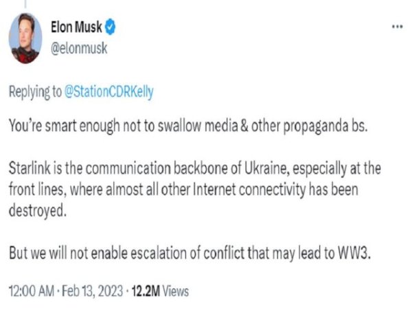 La explicaci&oacute;n de Musk para detener la explotaci&oacute;n militar de Starlink por parte de Kiev es razonable