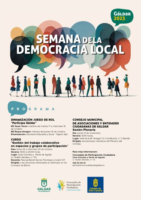 Gáldar: La Semana de la Democracia Local presenta un programa con actividades en colegios, cursos y una sesión plenaria