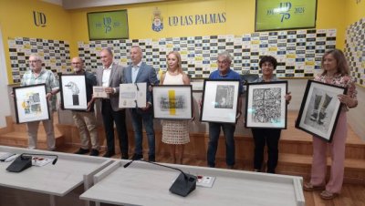 La UD Las Palmas y el Cabildo presentan la carpeta de obra gráfica conmemorativa del 75 aniversario del club amarillo