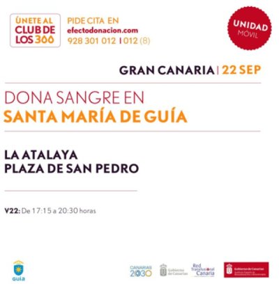 La unidad m&oacute;vil del servicio de hemodonaci&oacute;n del Gobierno de Canarias estar&aacute; en Gu&iacute;a esta semana