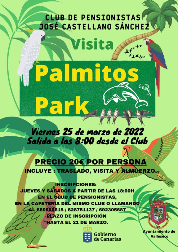 El Club de Pensionistas de Valleseco organiza una excursión a Palmitos Park