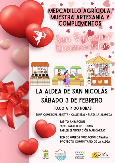 El mercadillo agrícola y la muestra de artesanía y complementos de La Aldea de San Nicolás celebra San Valentín