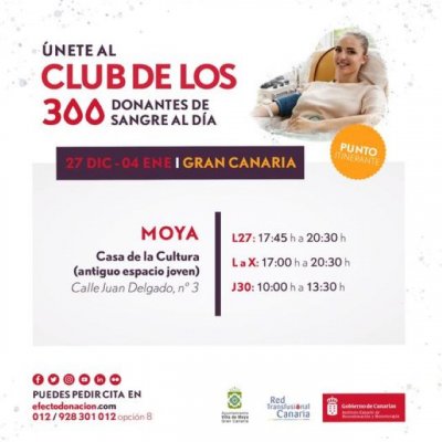 Villa de Moya: ¿Te apuntas a Donar Sangre para acabar este 2021?