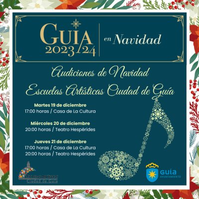 Las Escuelas Art&iacute;sticas Ciudad de Gu&iacute;a se suman con las actuaciones y conciertos de sus alumnos a las fiestas de Navidad