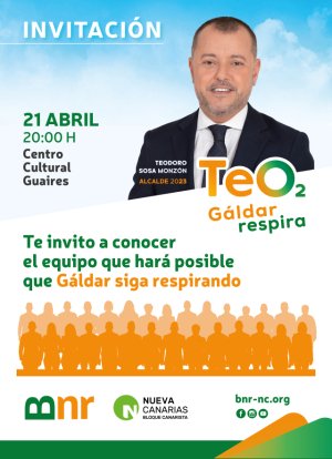 G&aacute;ldar: Teodoro Sosa presenta este viernes la candidatura con la que aspira a revalidar la mayor&iacute;a absoluta