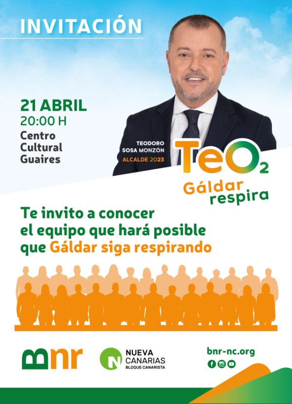 Gáldar: Teodoro Sosa presenta este viernes la candidatura con la que aspira a revalidar la mayoría absoluta