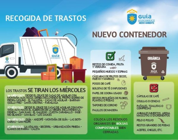 Guía: Llamamiento para evitar los vertidos incontrolados y anuncia un cambio en el servicio municipal de recogida gratuita de trastos y enseres