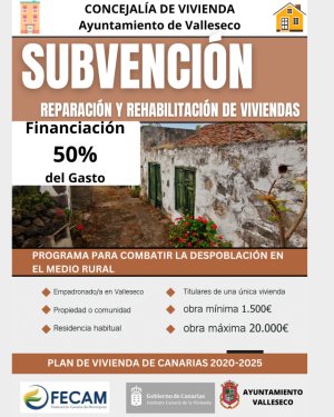 El Ayuntamiento de Valleseco abre el plazo para la solicitud de subvenciones para la rehabilitación de viviendas