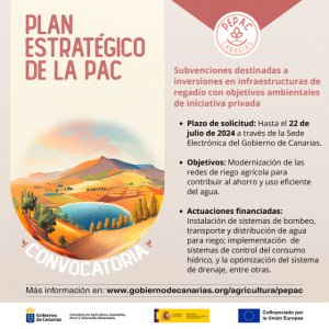 El Gobierno de Canarias convoca subvenciones del PEPAC a inversiones en infraestructuras de regadío por 1,7M€