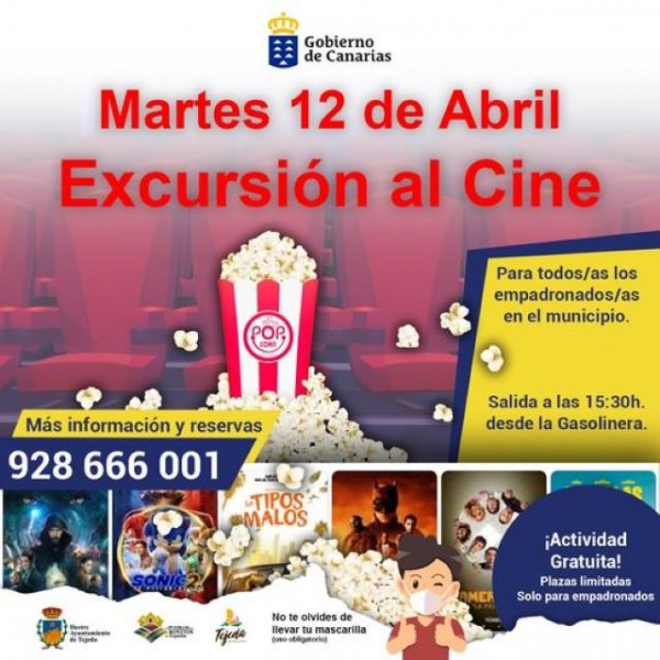 Tejeda: &quot;Excursión al Cine&quot;. Actividad dirigida a toda la población empadronada en el municipio