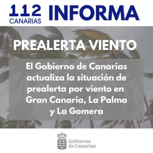 El Gobierno de Canarias actualiza la situación de prealerta por viento en Gran Canaria, La Palma y La Gomera