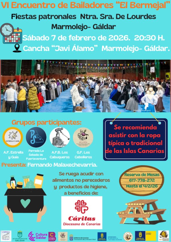 G&aacute;ldar: Marmolejo se convierte este s&aacute;bado 7/02 en el coraz&oacute;n del folclore canario con el VI Encuentro de Bailadores