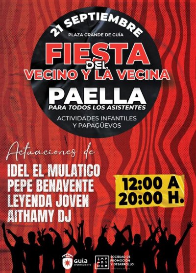 Gu&iacute;a celebra este s&aacute;bado la Fiesta del Vecino y la Vecina con una gran paellada, m&uacute;sica, actividades infantiles y un Pasacalles de Papag&uuml;evos
