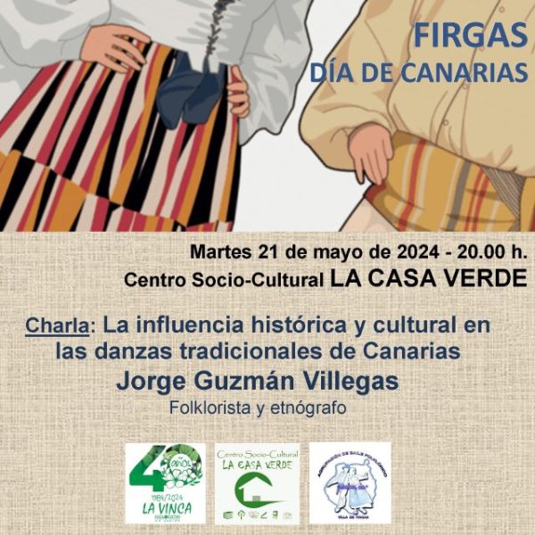 Villa de Firgas: Jorge Guzmán imparte la Charla ”La influencia histórica y cultural en las danzas tradicionales de Canarias” en La Casa Verde el martes 21 de mayo