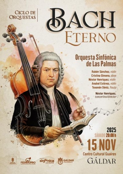 &#039;Bach Eterno&#039;, de la Orquesta Sinfónica de Las Palmas, llega al Centro Cultural Guaires el 15 de noviembre
