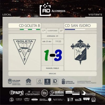 F&uacute;tbol 1&ordf; Regional: Nueva victoria del San Isidro a domicilio, esta vez contra el Goleta Sub23 en Arucas (1-3)