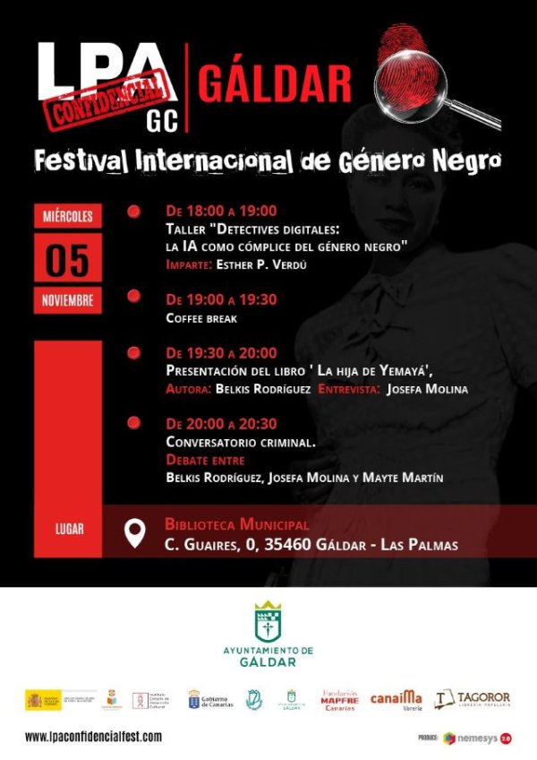 Gáldar: El Festival Internacional de Género Negro LPA Confidencial vuelve este miércoles