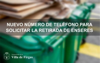 Villa de Firgas: Nuevo n&uacute;mero de tel&eacute;fono para solicitar la retirada de enseres
