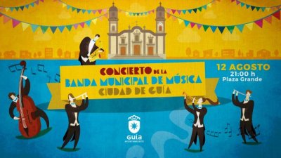 El concierto de la Banda de Música Ciudad de Guía se emite hoy lunes 12 por los medios, televisiones locales y redes sociales del Ayuntamiento