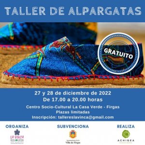 El 21 de diciembre se comienza a inscribir para el Taller “Alpargatas”, que se celebrará en Firgas