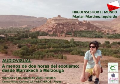 El viernes 27 de enero viajaremos a Marruecos con Marian Mart&iacute;nez, en el Ciclo &ldquo;Firguenses por el mundo&rdquo;