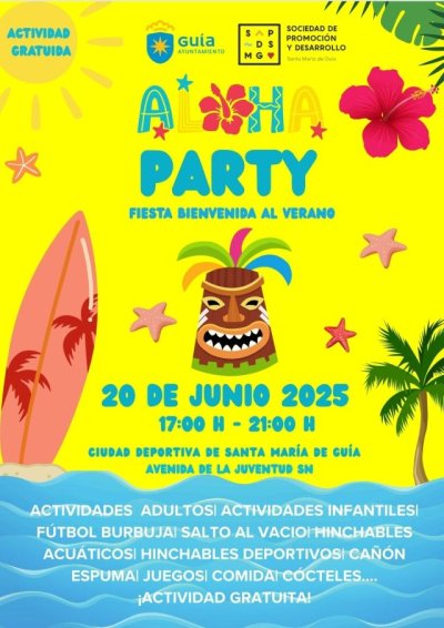 Gu&iacute;a de Gran Canaria da la bienvenida al verano con una gran fiesta de tem&aacute;tica hawaiana en la Ciudad Deportiva