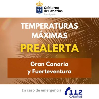 El Gobierno de Canarias declara la prealerta por temperaturas máximas en Gran Canaria y Fuerteventura
