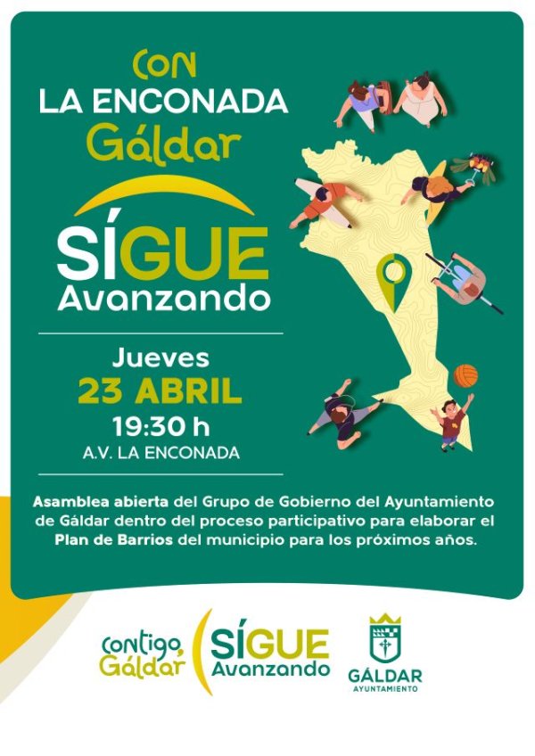 G&aacute;ldar: La Enconada celebra este jueves 23 de abril la 19&ordf; asamblea del proceso &lsquo;Contigo, G&aacute;ldar Sigue Avanzando&rsquo;