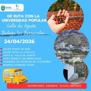 Gu&iacute;a: &lsquo;De Ruta con la Universidad Popular&rsquo; ofrece una salida este viernes al Valle de Agaete