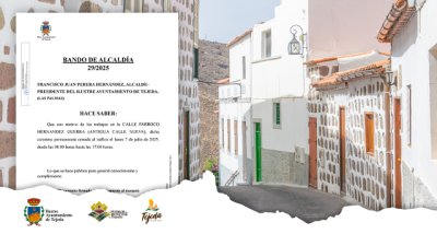 Francisco Juan Perera Hernández, Alcalde-Presidente del Ilustre Ayuntamiento de Tejeda, hace saber: