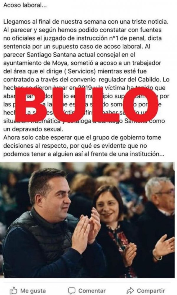 El Ayuntamiento de la Villa de Moya denuncia un bulo hacia un concejal