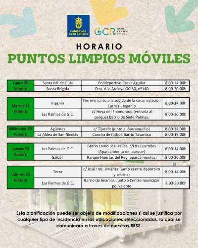La Aldea: El punto limpio itinerante de &lsquo;Gran Canaria Recicla&rsquo; estar&aacute; esta semana en Tasartico