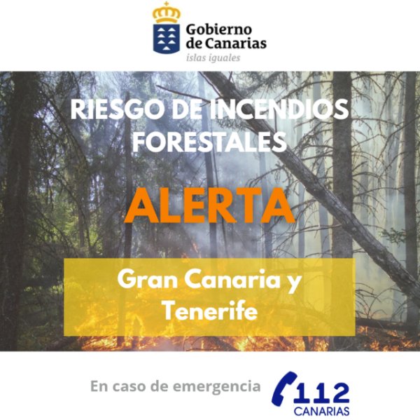 El Gobierno actualiza la situaci&oacute;n pasando a alerta por riesgo de incendios forestales en Gran Canaria y Tenerife