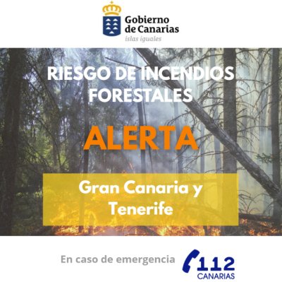 El Gobierno actualiza la situación pasando a alerta por riesgo de incendios forestales en Gran Canaria y Tenerife