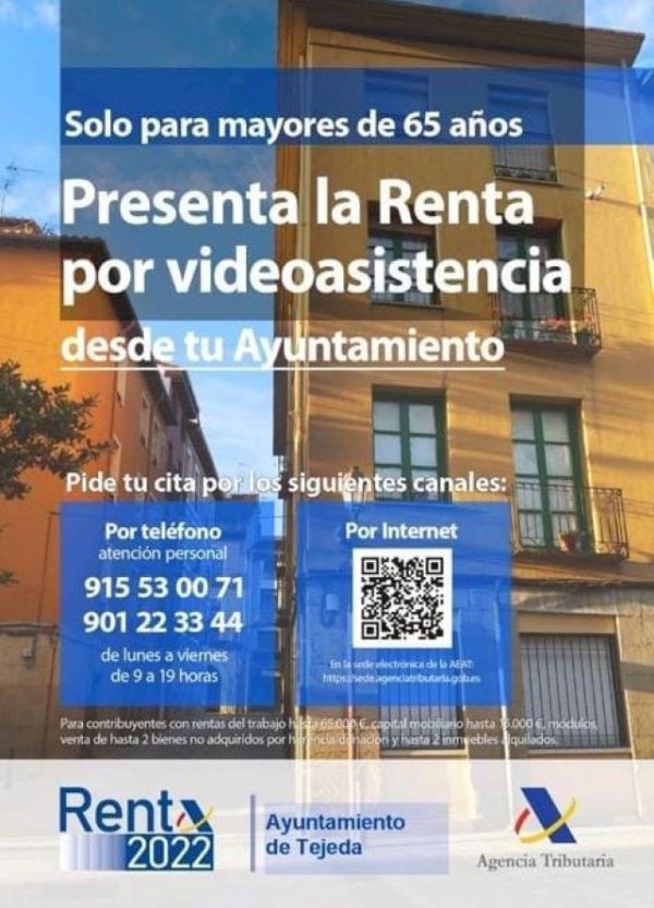 Tejeda: Presenta la Renta 2022 por videoasistencia desde el Ayuntamiento, este servicio es exclusivo para mayores de 65 años
