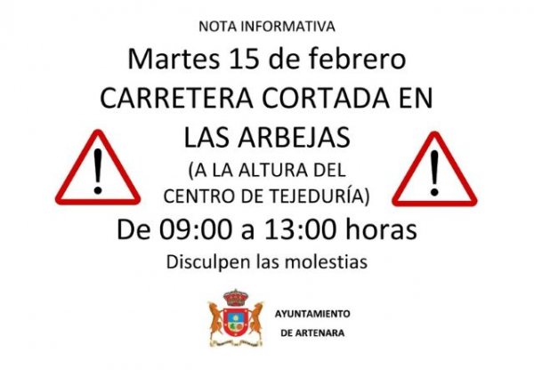 Artenara: Mañana martes, la carretera de las Arbejas sufrirá un corte a la altura del centro de tejeduría