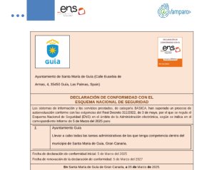 El Ayuntamiento de Guía obtiene la Declaración de Conformidad del Esquema Nacional de Seguridad