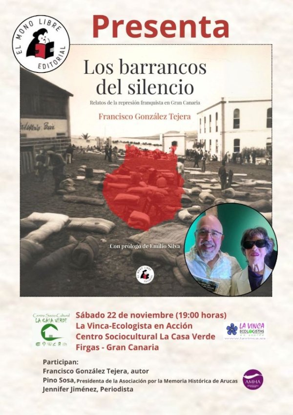 Villa de Firgas: “Los barrancos del silencio”, de Francisco González Tejera, se presenta en La Casa Verde el sábado 22 de noviembre