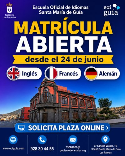 La Escuela Oficial de Idiomas de Santa María de Guía abre el periodo de matrícula para el curso 2026-2027
