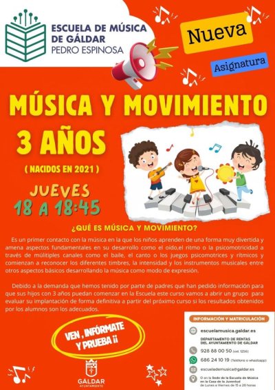 Gáldar: Los niños y niñas de tres años ya pueden tener su primer contacto con la música en la Escuela Municipal de Música